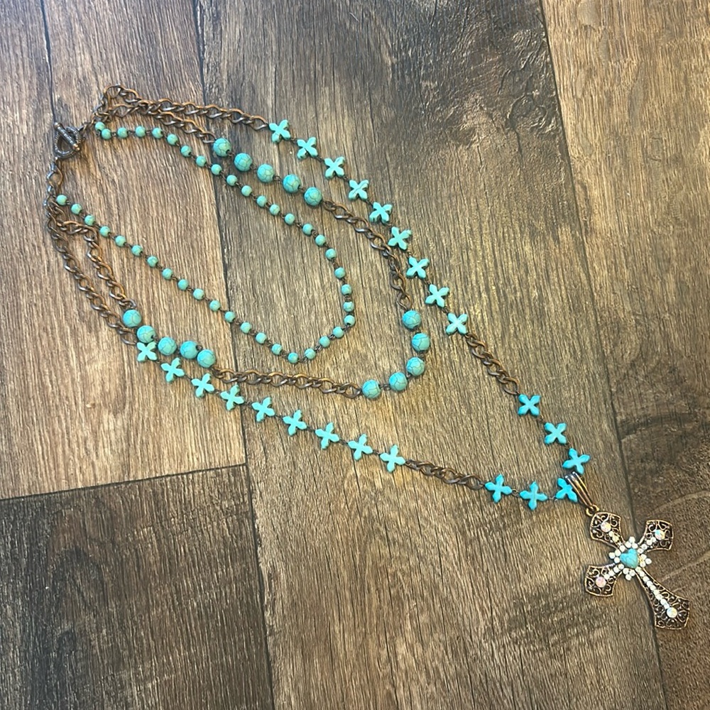 3 strand turquoise necklace